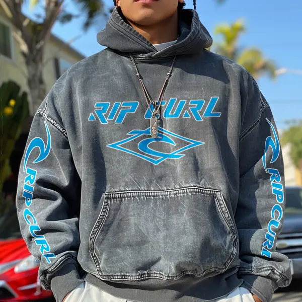 Retro Unisex Surf Print Hoodie - Yiyistories.com 