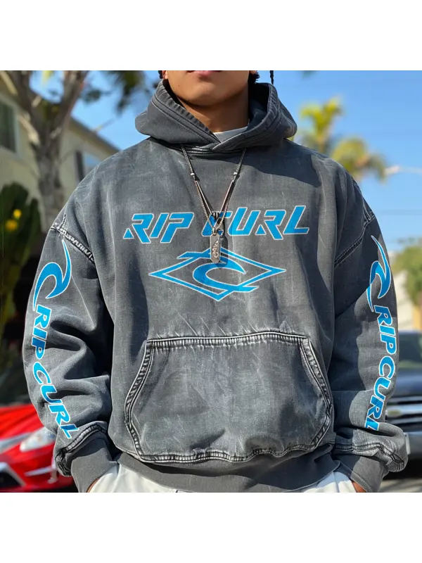 Retro Unisex Surf Print Hoodie - Anrider.com 