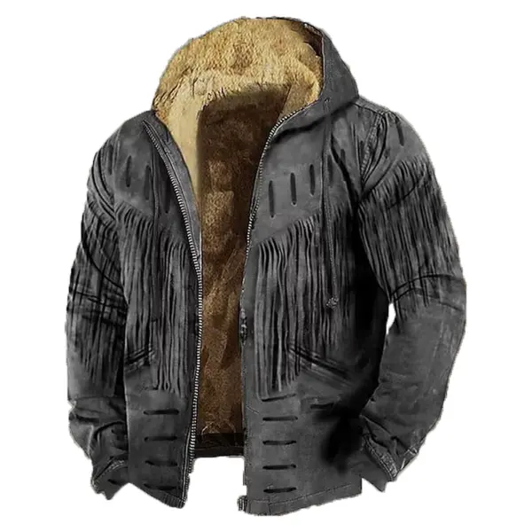 Men's Vintage Western Fringe Zip-Up Jacket - Trisunshine.com 