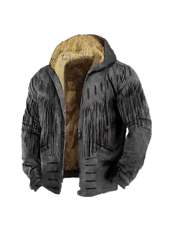 Men's Vintage Western Fringe Zip-Up Jacket - Anrider.com 