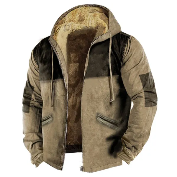 Men's Retro Western Contrast Zip-Up Jacket - Dozenlive.com 