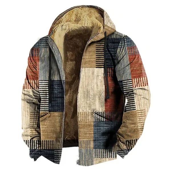 Men's Retro Western Contrast Pattern Print Zip-Up Jacket - Trisunshine.com 