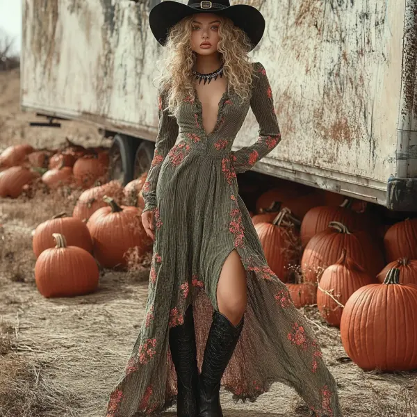 Vintage Halloween Elegant Long Sleeve Dress - Ootdyouth.com 