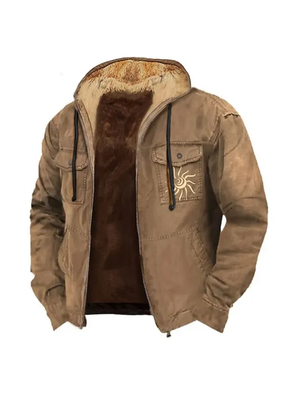 Men's Vintage Western Print Zip-Up Jacket - Anrider.com 