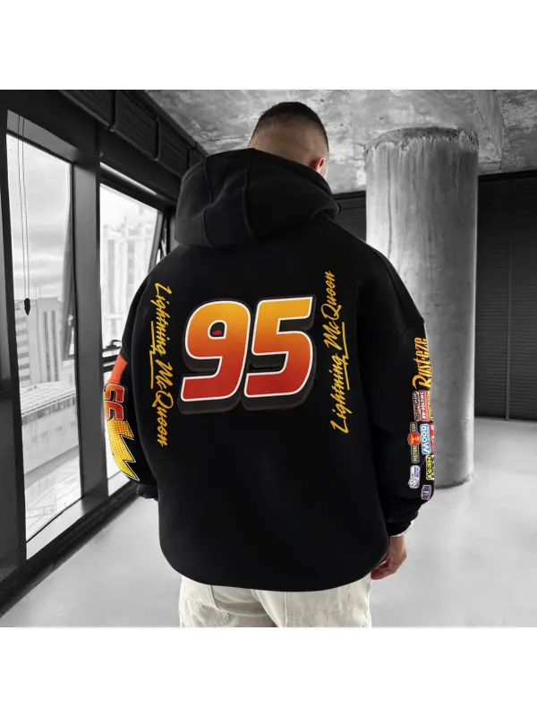 Oversize Sports Car Print Hoodie - Ootdmw.com 