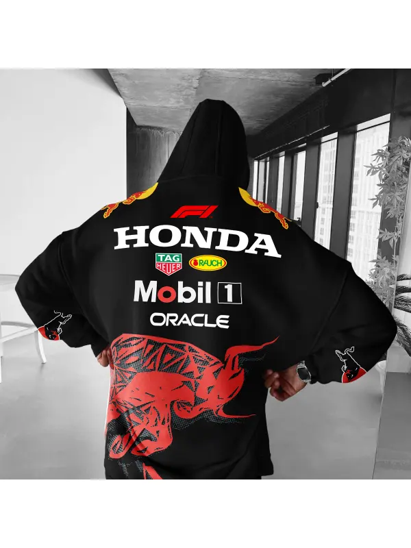 Oversize F1 Racing Graphic Print Hoodie - Timetomy.com 