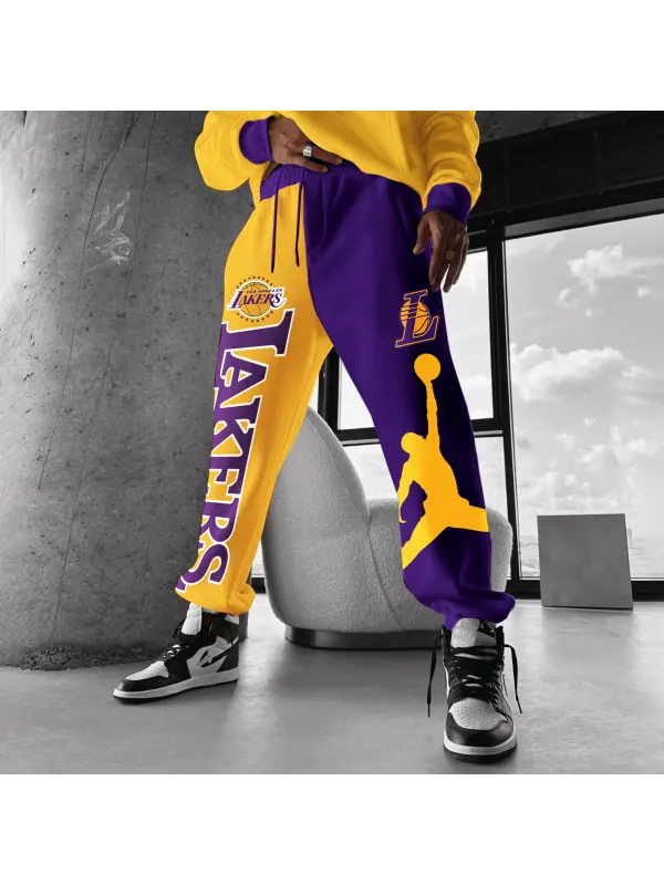 Fashionable Casual Basketball Print Men's Sweatpants - Ootdmw.com 