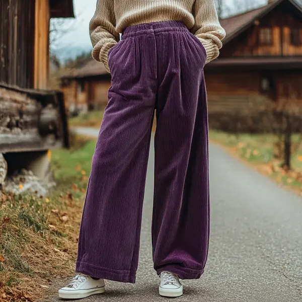 Women's Loose Corduroy Casual Trousers, Simple And Comfortable Straight Trousers - Anurvogel.com 