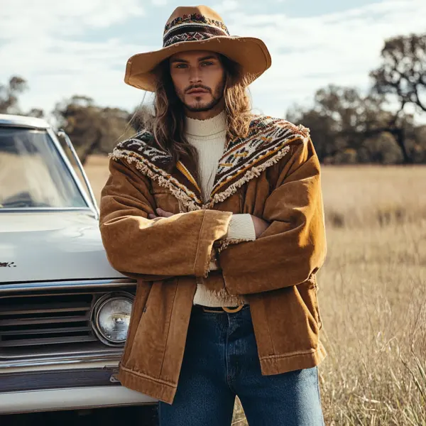 Outdoor Autumn And Winter Retro Ethnic Style Men's Casual Lapel Jacket Tops - Mushope.com 