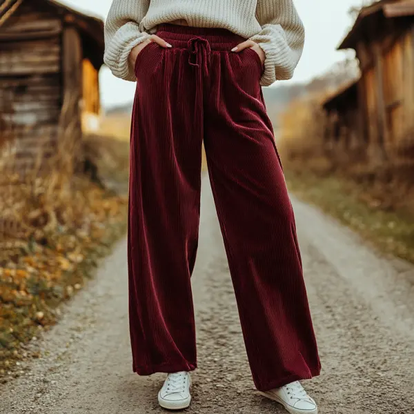 Women's Loose Corduroy Casual Trousers, Simple And Comfortable Straight Trousers - Anurvogel.com 