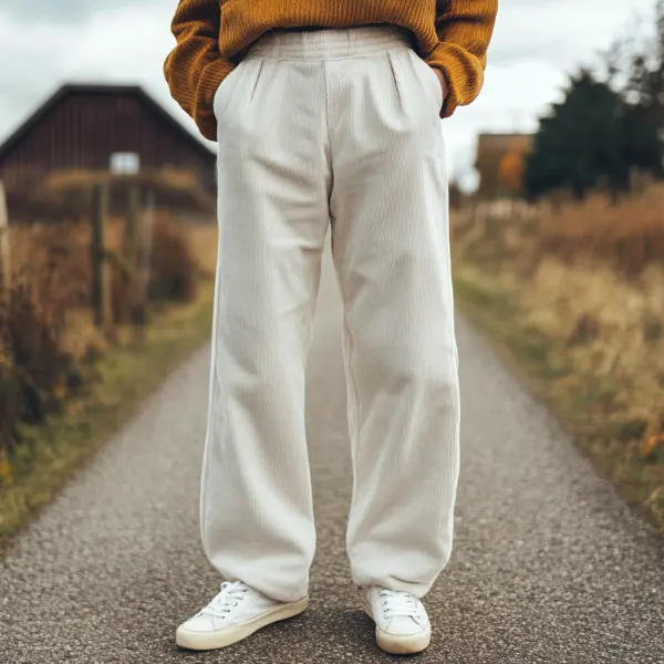 Women's Loose Corduroy Casual Trousers, Simple And Comfortable Straight Trousers - Yiyistories.com 