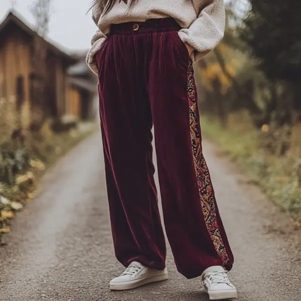 Women's Loose Corduroy Casual Trousers, Simple And Comfortable Ethnic Style Trousers - Anurvogel.com 