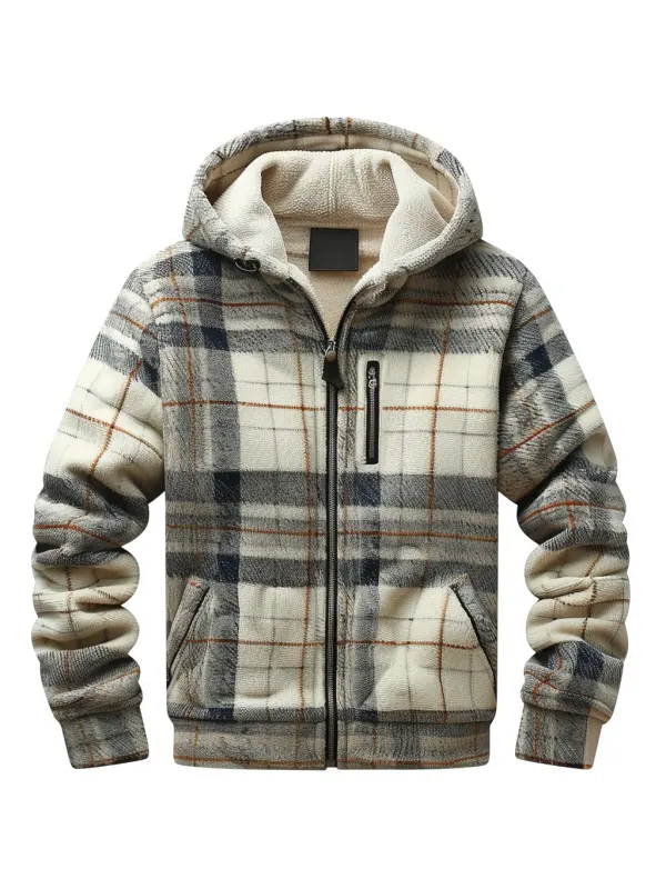 Men's Autumn & Winter Outdoor Casual Checked Hooded Jacket - Localziv.com 
