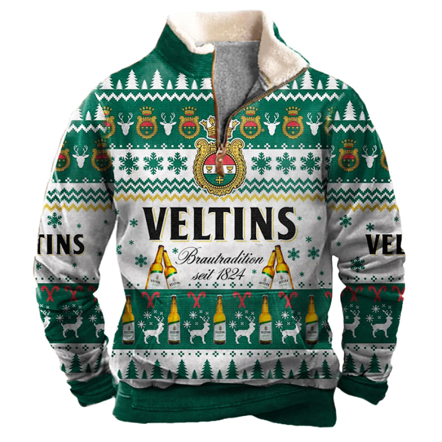 

Men's Veltins Print Christmas Print Henley Sweatshirt