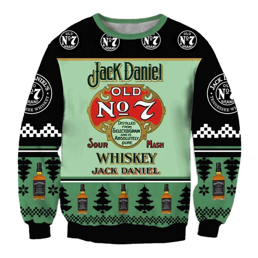

Unisex Whiskey Print Crew Neck Ugly Christmas Sweatshirt