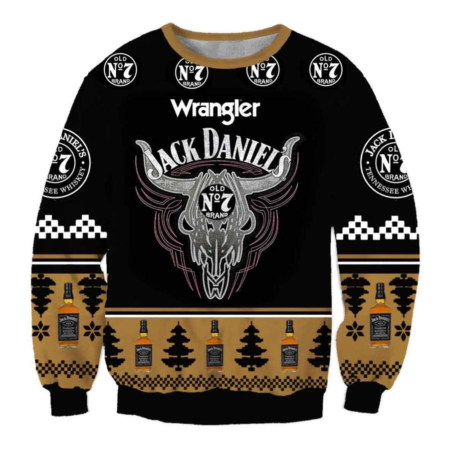 

Unisex Cow Head Jack Daniel's Whiskey Print Crew Neck Ugly Christmas Sweatshirt