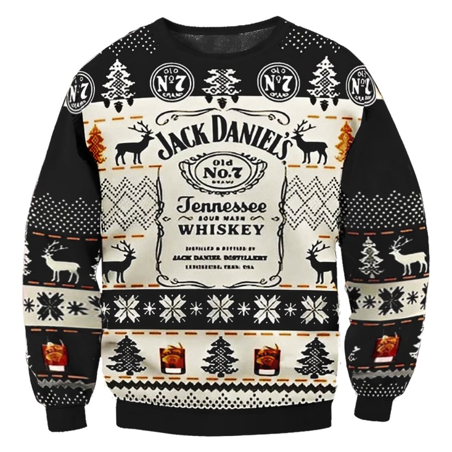 

Unisex Whiskey Print Crew Neck Ugly Christmas Sweatshirt