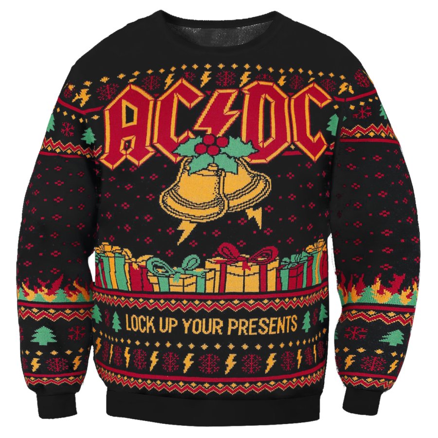 

Unisex Rock Band Print Crew Neck Ugly Christmas Sweatshirt