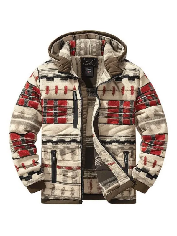 Men's Autumn & Winter Outdoor Casual Checked Hooded Jacket - Localziv.com 