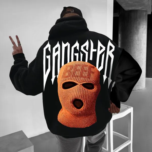Men's Gangsta Lettering Print Hoodie - Anurvogel.com 