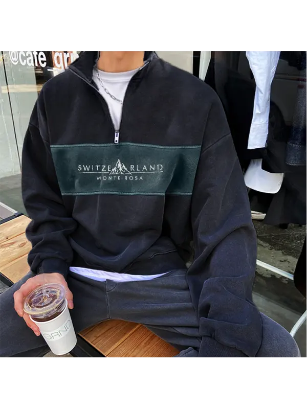 Monte Rosa Vintage Quarter-zip Sweatshirt - Ootdmw.com 