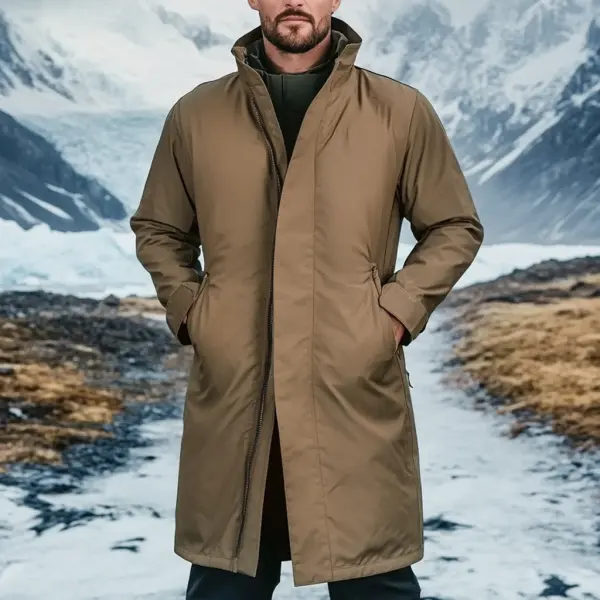 Men's Vintage Stand Collar Workwear Jacket Long Coat - Wayrates.com 