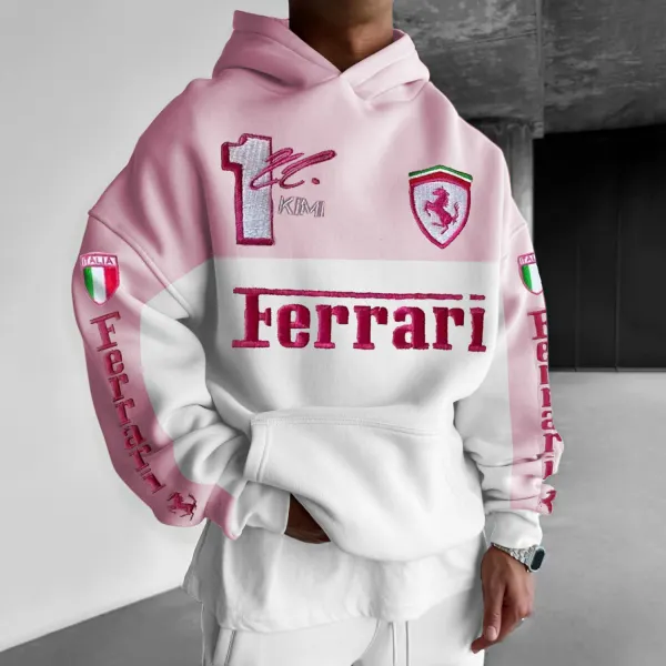 Men's Casual Contrast Racing Loose Hoodie - Spiretime.com 