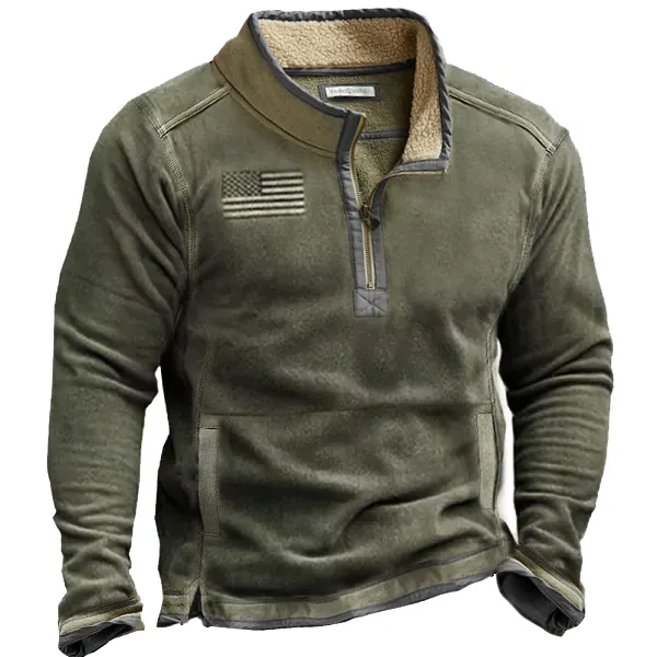 Outdoor Fleece Zippered Half Collar Tactical Men's Sweatshirt - Wayrates.com 