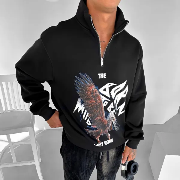 Men's Eagle Print Half-Zip Sweatshirt - Anurvogel.com 