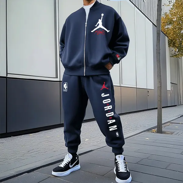 Unisex Basketball Print Casual Jacket And Sweatpants Set - Wayrates.com 