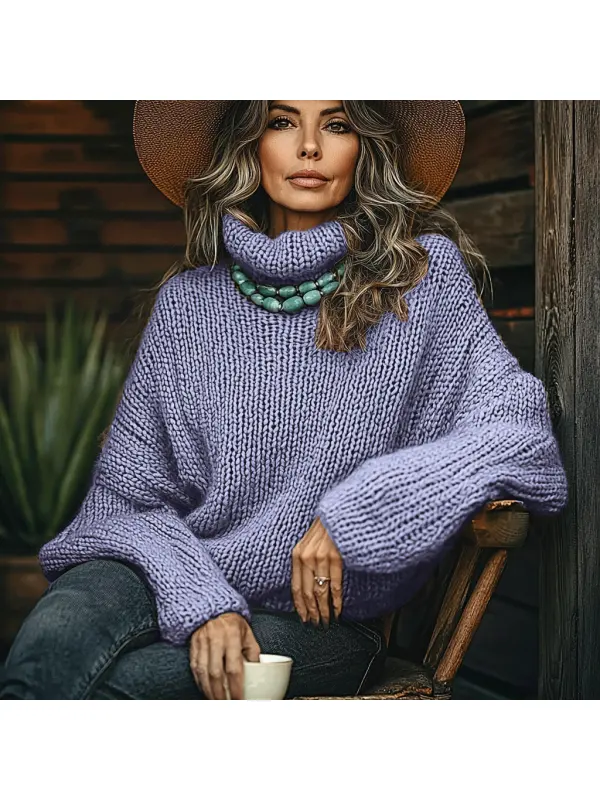 Women's Winter Knitted Warm Simple Turtleneck Sweater - Realyiyi.com 