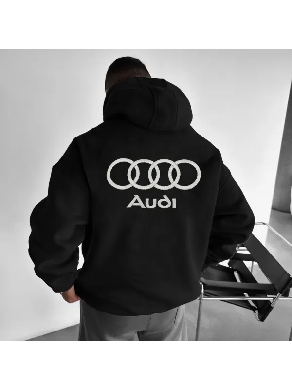 Men's Casual Racing Lettering Embroidered Hoodie - Aptkoi.com 