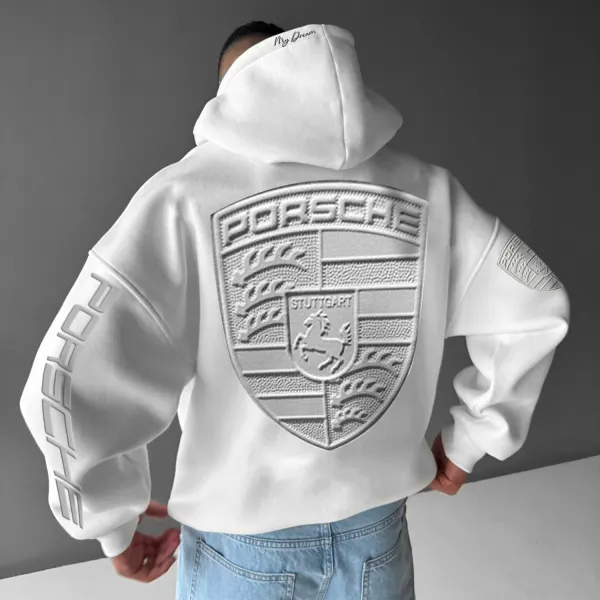 Casual Car Logo Printed Oversized Hoodie - Zivinfo.com 