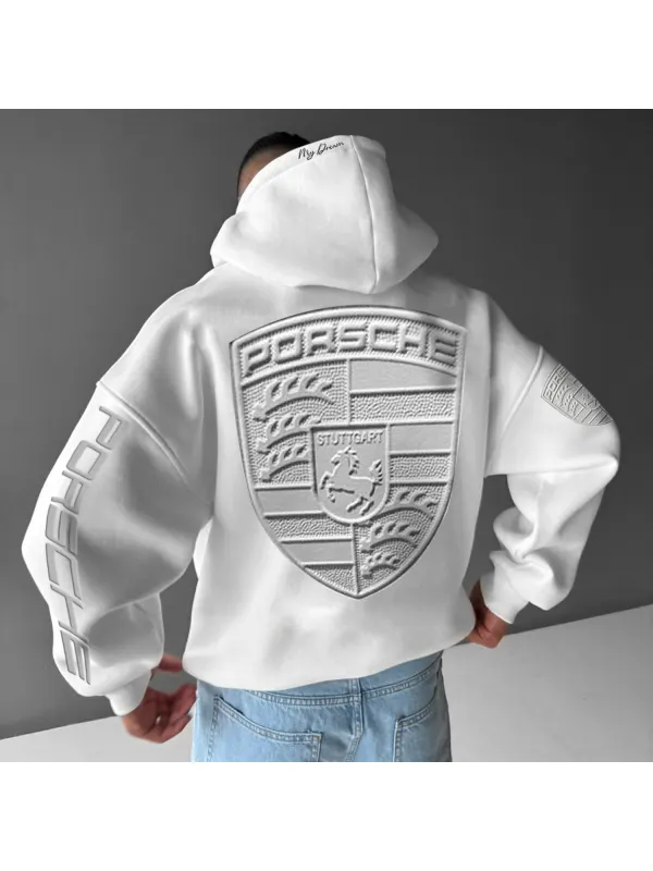 Casual Car Logo Printed Oversized Hoodie - Aptkoi.com 
