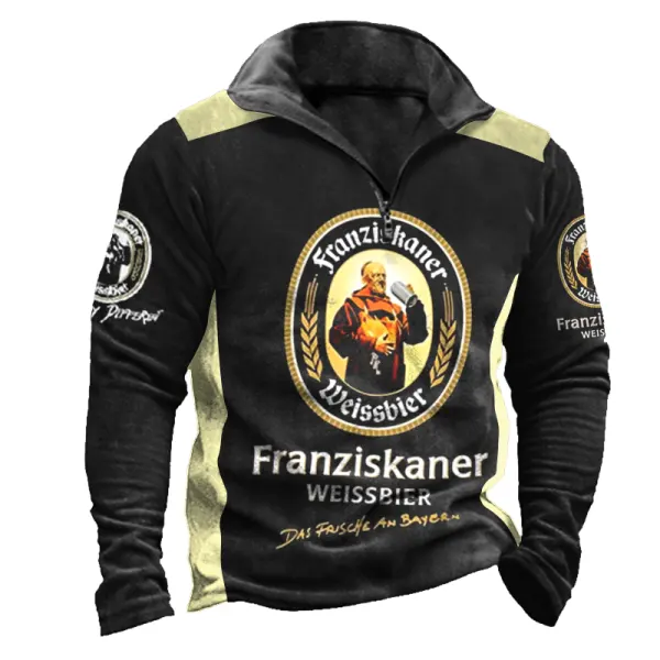 Men's Beer Party Print Ugly Christmas Splicing Black Sweatshirt Only $28.99 - Cotosen.com 