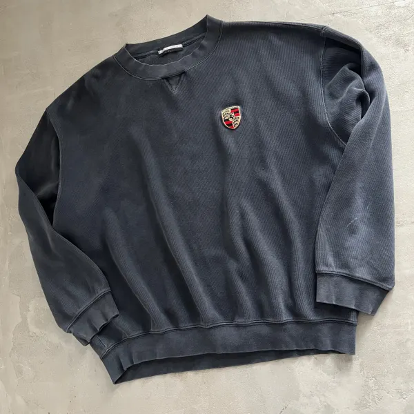 Unisex Vintage Machine Embroidered Racing Loose Sweatshirt - Spiretime.com 