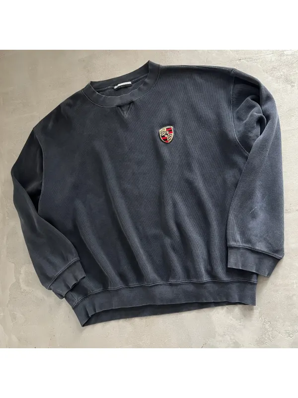 Unisex Vintage Machine Embroidered Racing Loose Sweatshirt - Ootdmw.com 
