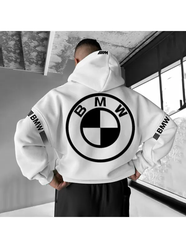 Men's Casual Car Logo Printed Oversized Hoodie - Aptkoi.com 