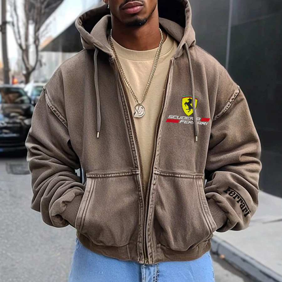 

Unisex Vintage Racing Outdoor Leisure Y2K Hooded Jacket