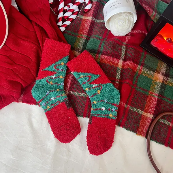 Unisex Christmas Coral Fleece Casual Sleeping Socks - Fineyoyo.com 