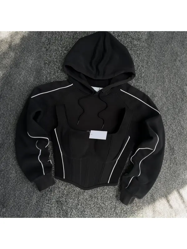Custom Hoodie Corset Set Blending Sporty Vibes With A Touch Of Structure And Style - Ootdmw.com 