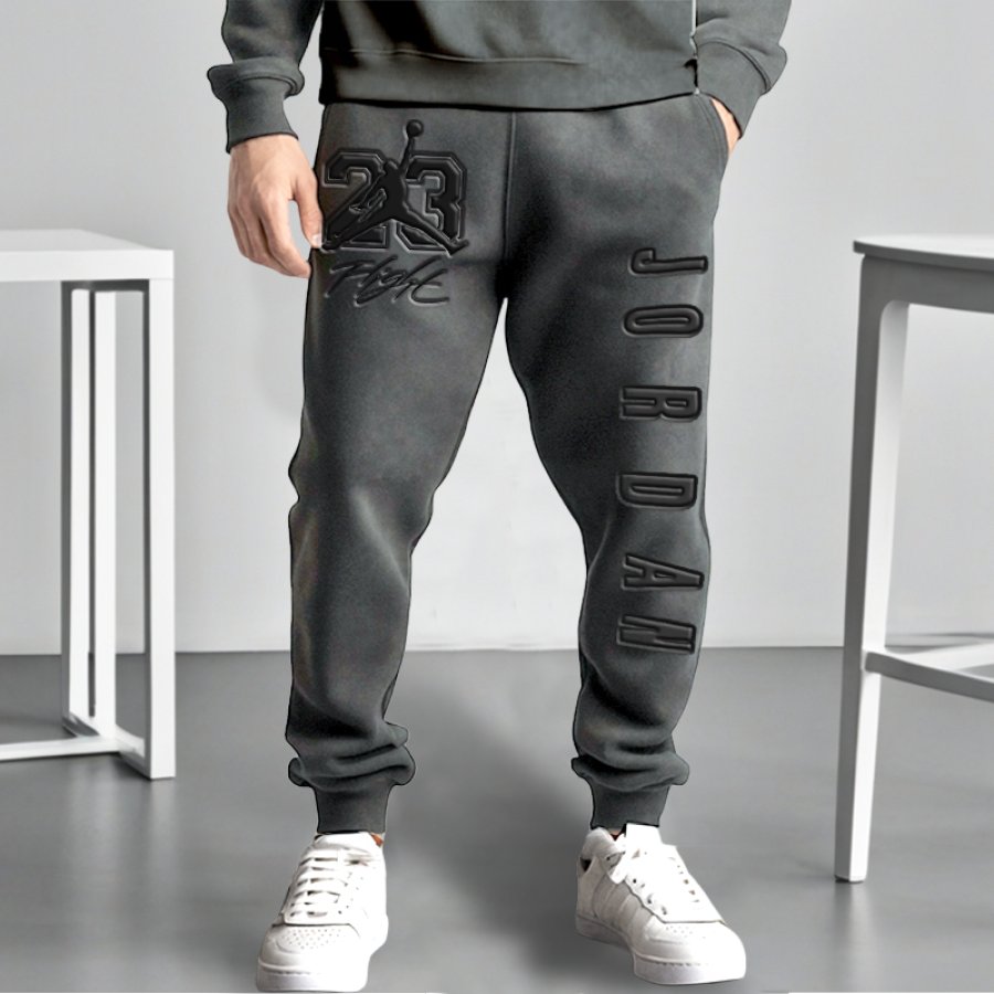 

Unisex Jumpman No.23 Stamp 3D Casual Gray Sweatpants