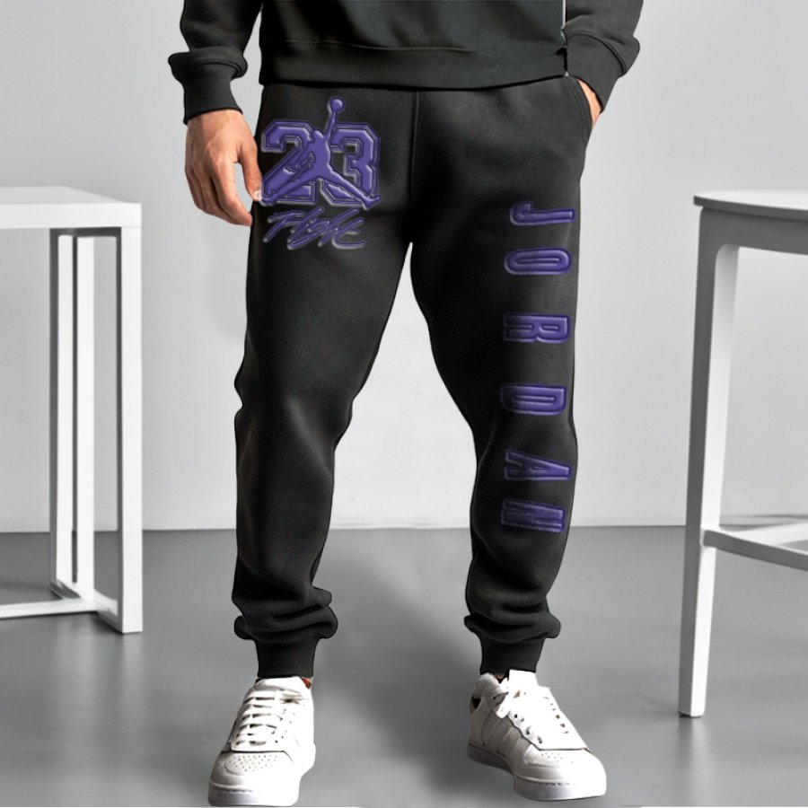 

Unisex Jumpman No.23 Stamp 3D Casual Black Sweatpants