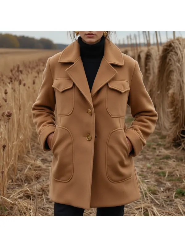 Ladies New Casual Wool Vintage Jacket Coat - Ootdmw.com 