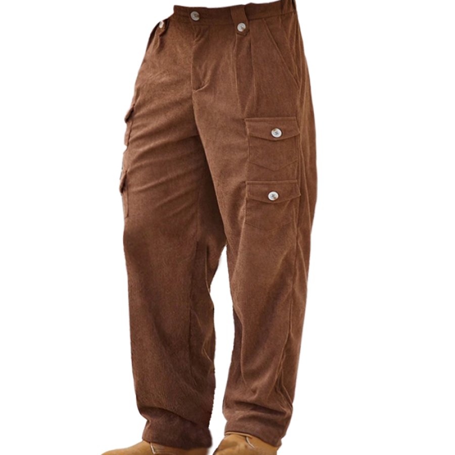 

Men's Vintage Multi-Pocket Corduroy Cargo Pants
