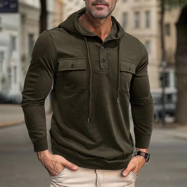 Men's Solid Color Pocket Design T-shirt - Mobilittle.com 