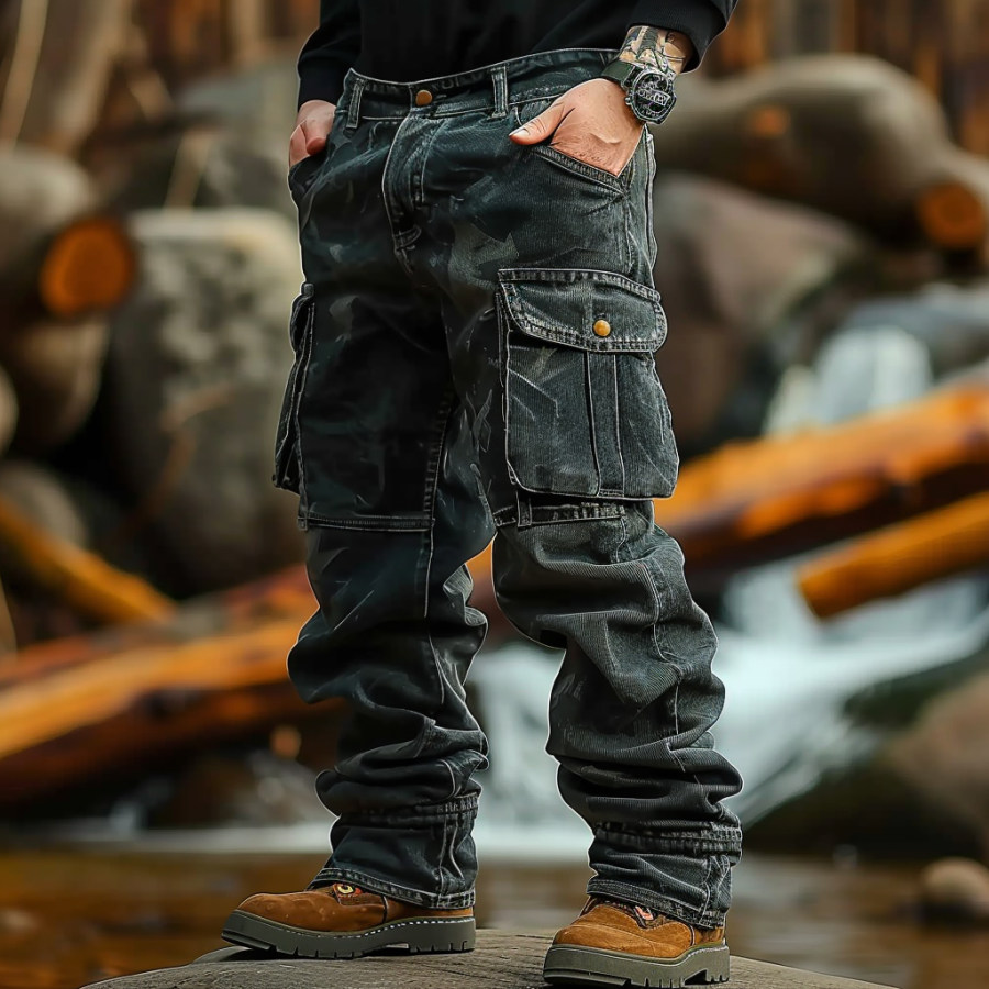 

Multi-Pocket Vintage Outdoor Work Trousers