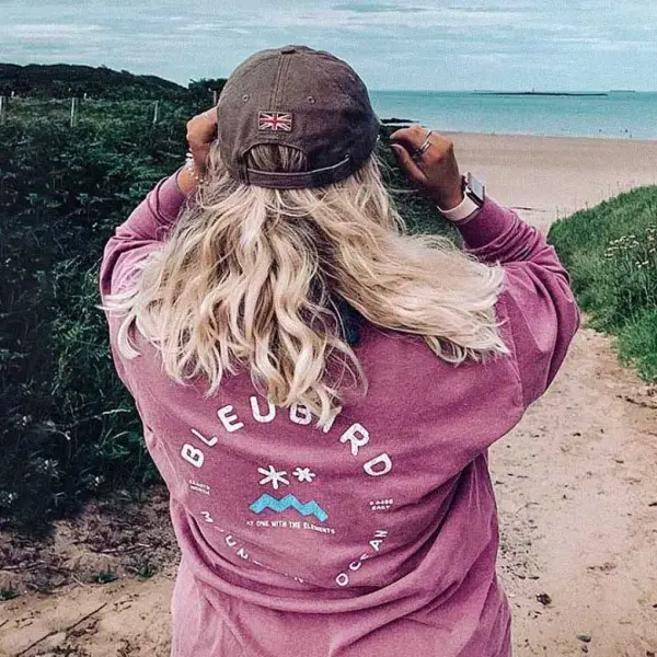 Women's Vintage Mountain Ocean Print Long Sleeve T-shirt - Wayrates.com 
