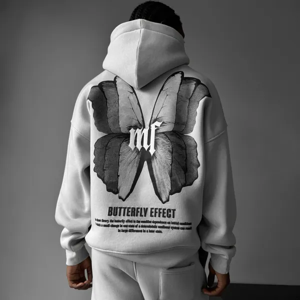 Unisex Butterfly Print Relaxed Loose Hoodie - Ootdyouth.com 