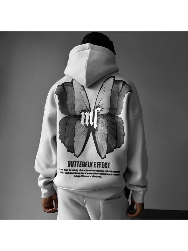 Unisex Butterfly Print Relaxed Loose Hoodie - Aptkoi.com 